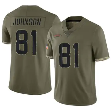 Nike Andre Johnson Men's Limited Houston Texans Olive 2022 Salute To Service Jersey