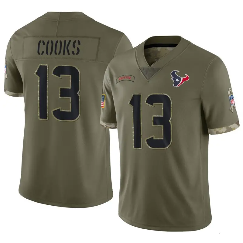 Nike Brandin Cooks Men's Limited Houston Texans Olive 2022 Salute To Service Jersey