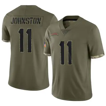 Nike Cameron Johnston Men's Limited Houston Texans Olive 2022 Salute To Service Jersey