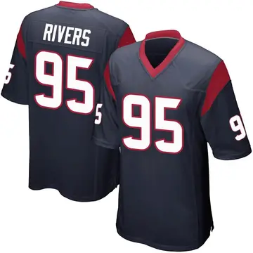 Nike Derek Rivers Men's Game Houston Texans Navy Blue Team Color Jersey