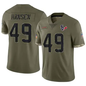 Nike Jake Hansen Youth Limited Houston Texans Olive 2022 Salute To Service Jersey