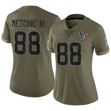 Nike John Metchie III Women's Limited Houston Texans Olive 2022 Salute To Service Jersey
