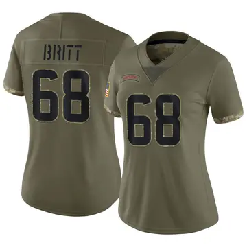 Nike Justin Britt Women's Limited Houston Texans Olive 2022 Salute To Service Jersey