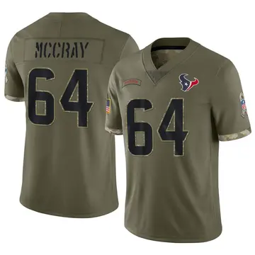 Nike Justin McCray Men's Limited Houston Texans Olive 2022 Salute To Service Jersey