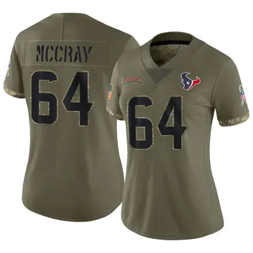 Nike Justin McCray Women's Limited Houston Texans Olive 2022 Salute To Service Jersey