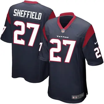 Nike Kendall Sheffield Men's Game Houston Texans Navy Blue Team Color Jersey
