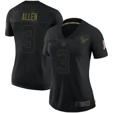 Nike Kyle Allen Women's Limited Houston Texans Black 2020 Salute To Service Jersey
