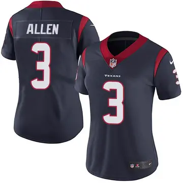 Nike Kyle Allen Women's Limited Houston Texans Navy Blue Team Color Vapor Untouchable Jersey