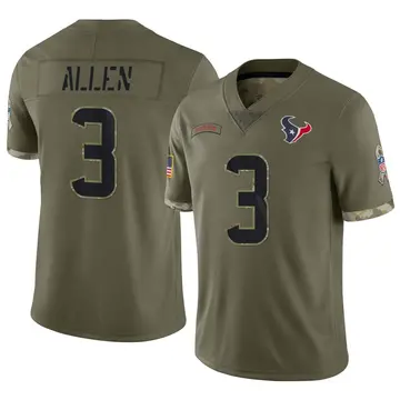 Nike Kyle Allen Youth Limited Houston Texans Olive 2022 Salute To Service Jersey