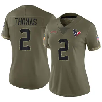 Nike Tavierre Thomas Women's Limited Houston Texans Olive 2022 Salute To Service Jersey